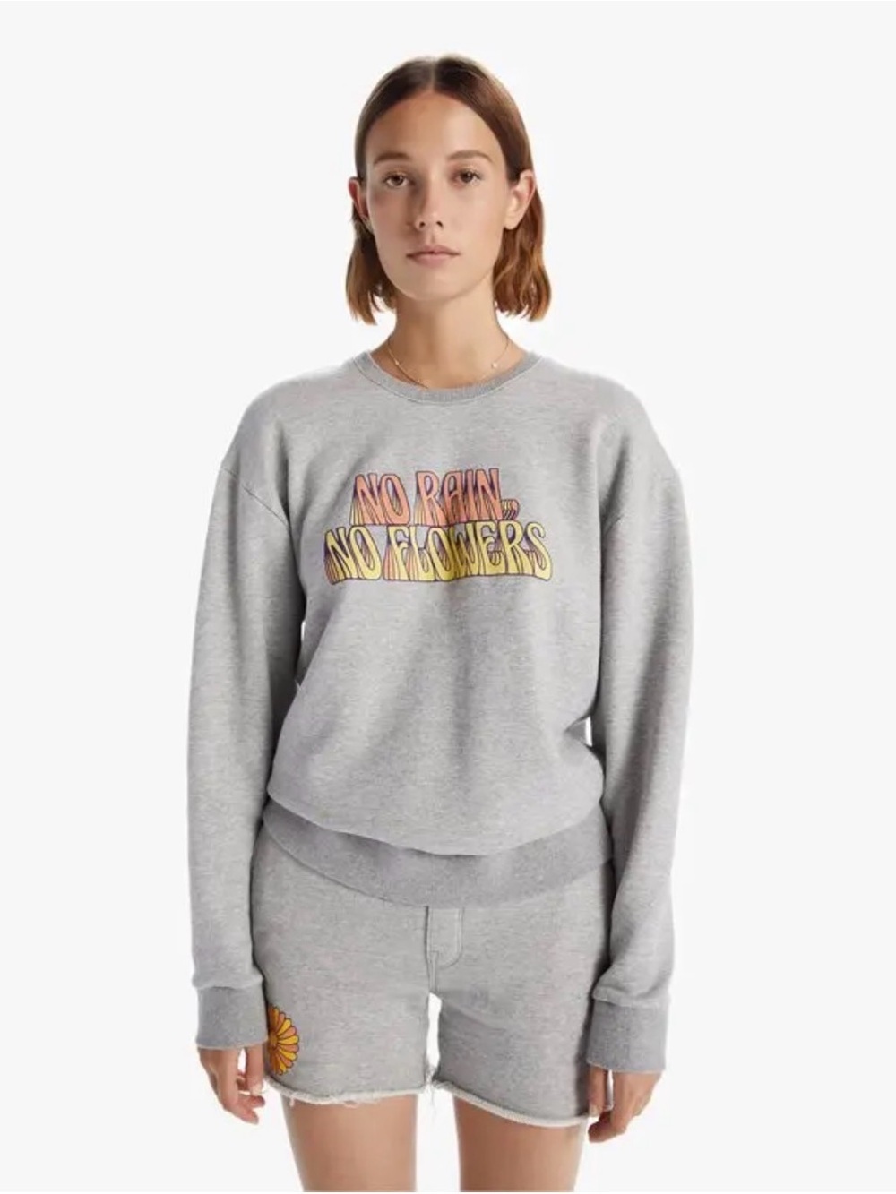 MOTHER The Drop Warm Up No Rain No Flowers Sweatshirt Gray S